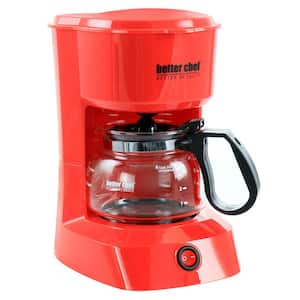 4-Cup Compact Drip Coffee Maker with Removable Filter Basket in Red