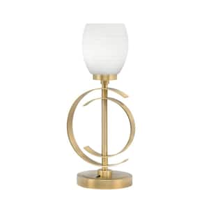 Delgado 17 in. New Age Brass Lamp Accent Lamp with White Linen Glass Shade