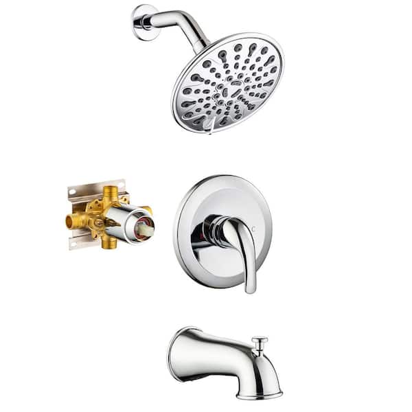 Staykiwi Single Handle 4-Spray Patterns Shower Faucet 2.5 GPM with Pressure Balance Anti Scald in Chrome