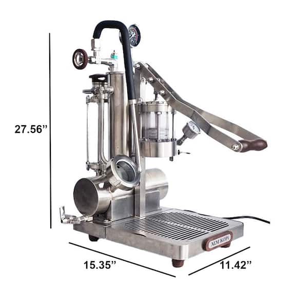 Aoibox 9-Cup Silver Stainless Steel Manual Lever Espresso Machine