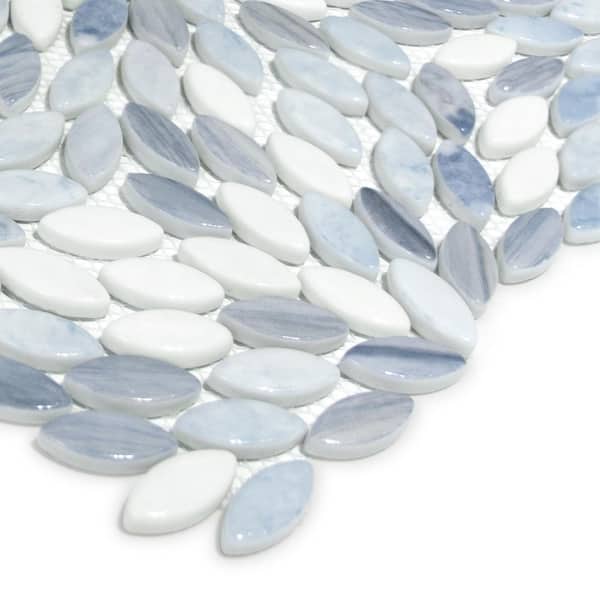 Flower Blue 6 in. x 6 in. Glossy Recycled Glass Marble Looks Floor and Wall Mosaic Tile Sample (0.25 sq. ft. /Case)