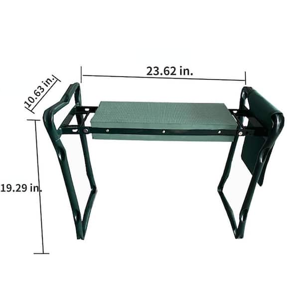 23.62 in. Multi-Functional Folding Garden Kneeler Bench Stool with 2 large  Tool Pouch