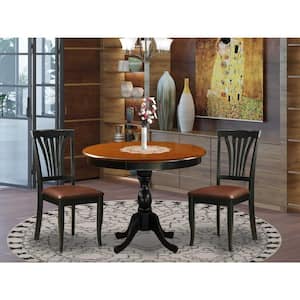 3-Piece Black and Cherry Finish Solid Wood Top - Dining Room Set - Seats-4