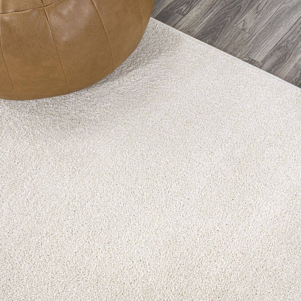 Cream Solid Synthetic Reversible 9' x 12' Area Rug