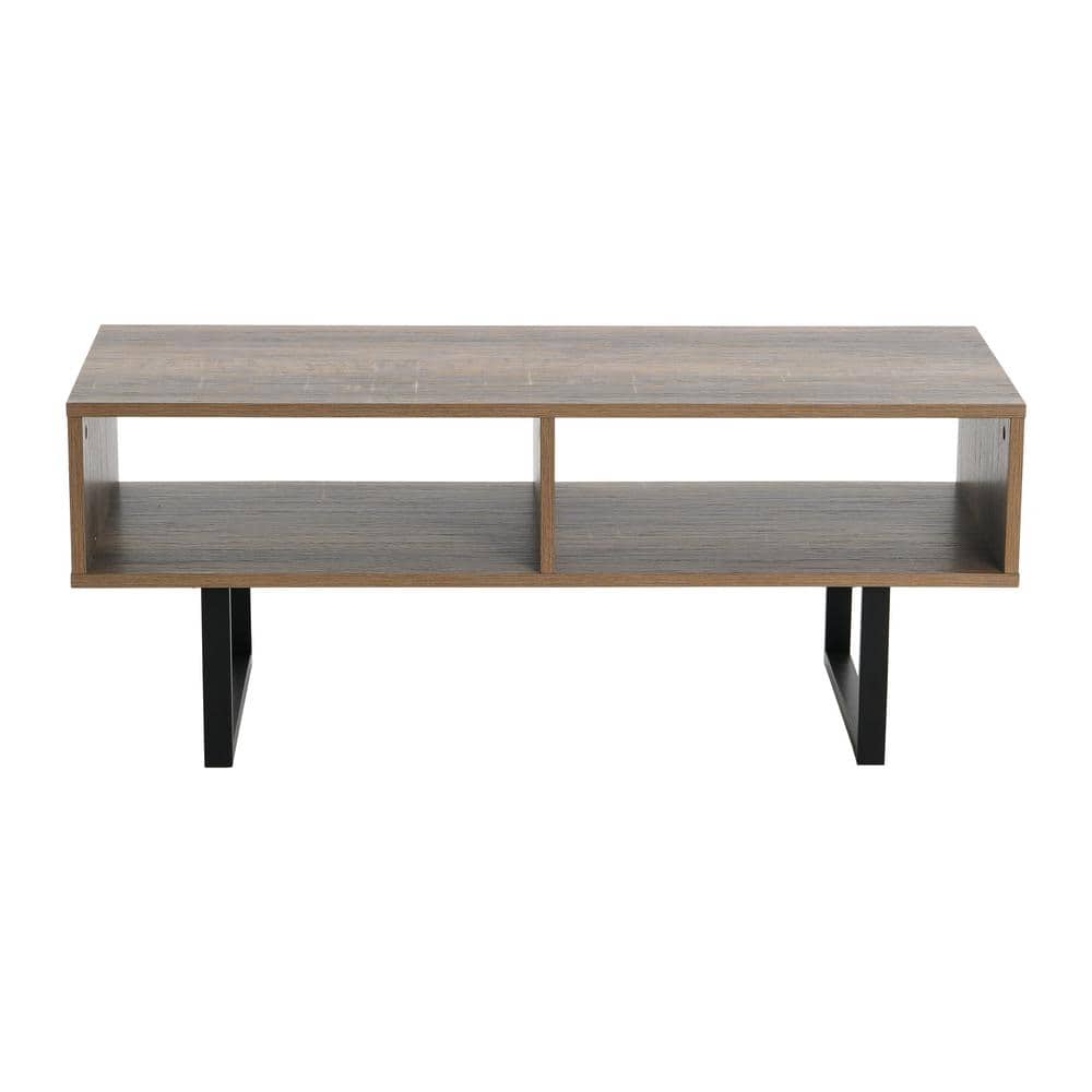 Ashwood and Black Metal Rectangular Coffee Table with Storage