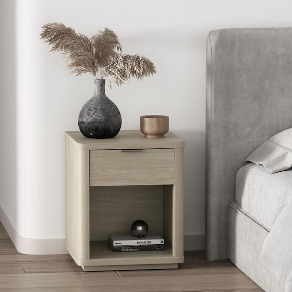 Evelyn Modern Natural 1-Drawer 20 in. W Nightstand