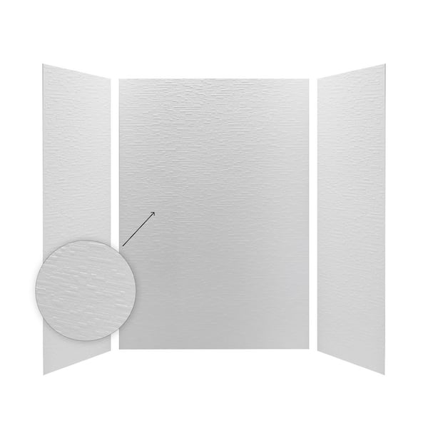 36 in. W x 60 in. L x 96 in. H 4-Pieces Alcove SMC Shower Kit with Surround and Base in Rock Pattern Center Drain