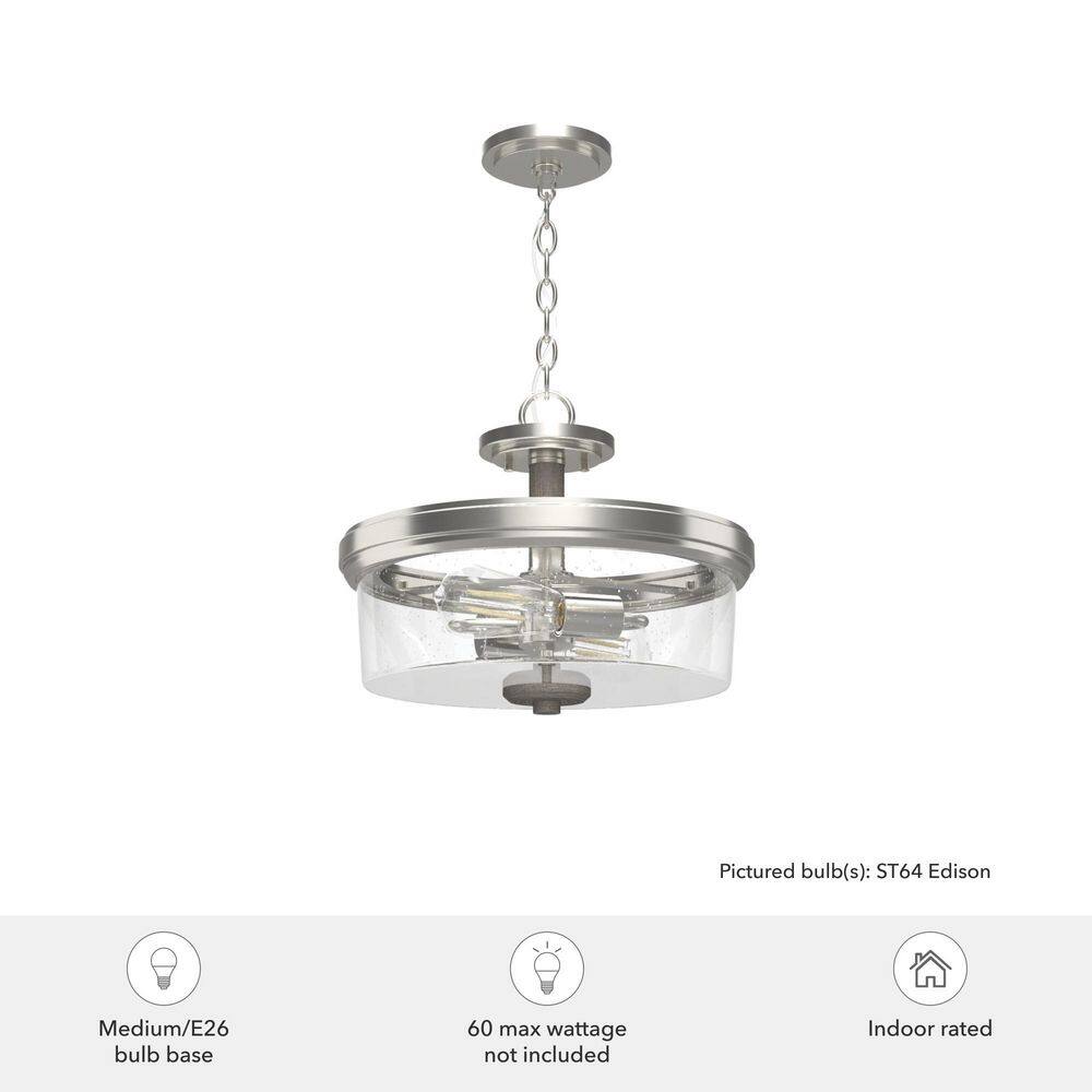 River Mill Brushed Nickel and Glass Semi Flush Mount Light
