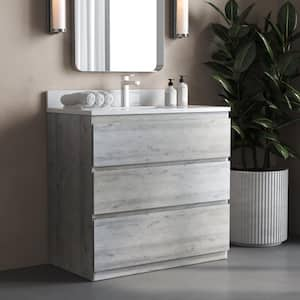 Vamo 36in. x 20in. Solid White Countertop Single Vanity in Rustic Gray