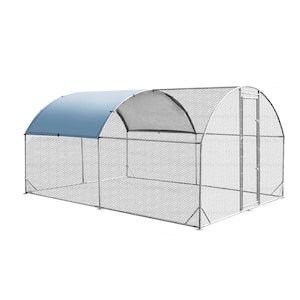 Large Metal Chicken Coop Upgrade 3 Support Steel Wire Impregnated Plastic Net Cage, Oxford Cloth Silver Plated