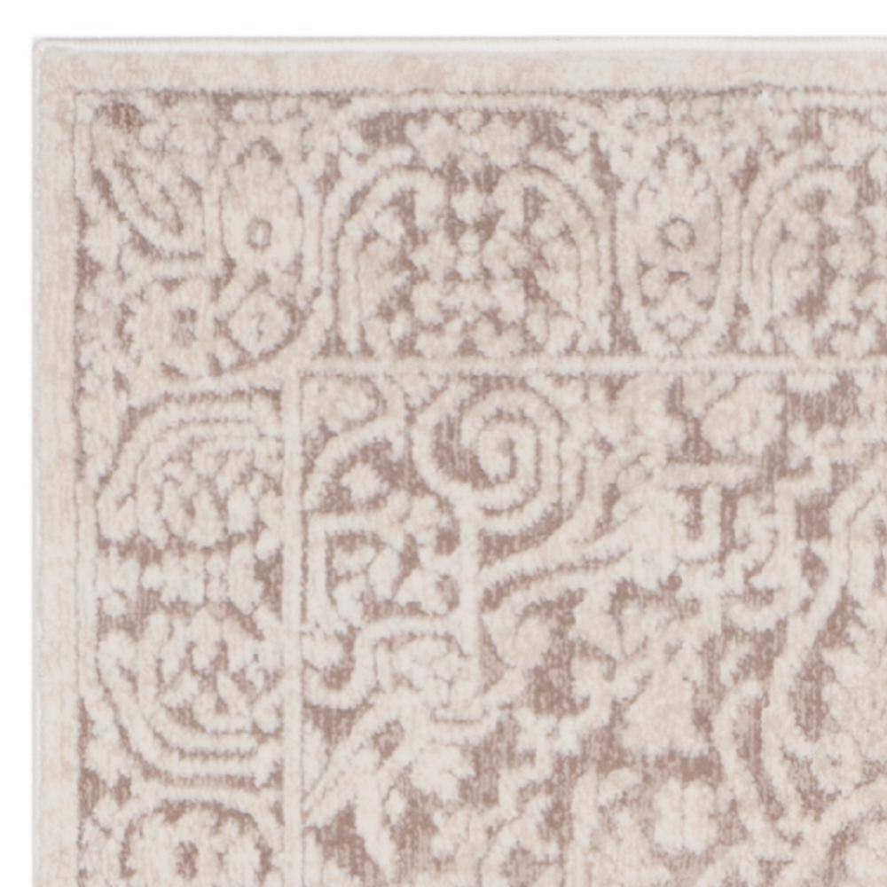 Beige/Cream Floral Hand-knotted Synthetic Runner Area Rug
