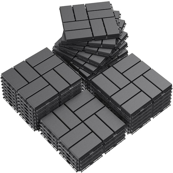 12 ft. x 12 ft. Plastic Interlocking Deck Tiles Waterproof in Blue (27 Per Pack)