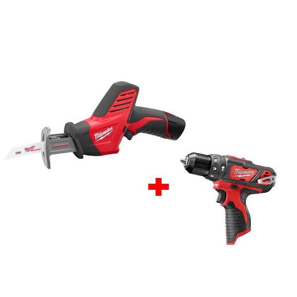 Milwaukee - M12 12-Volt Lithium-Ion Cordless HACKZALL Reciprocating Saw Kit with Free M12 3/8 in. Hammer Drill