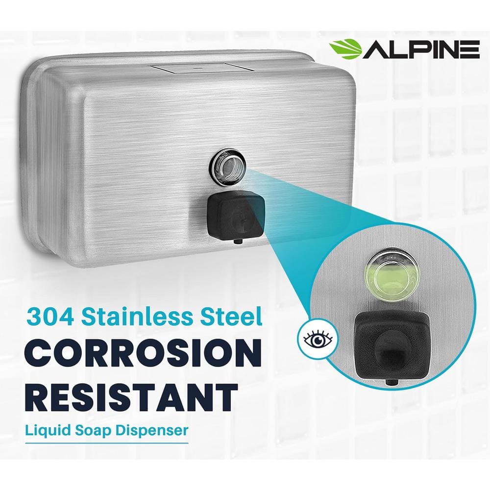 Stainless Steel Horizontal Wall-Mounted Soap Dispenser 1200 mL