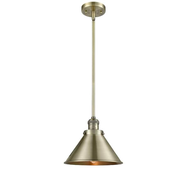 Innovations Briarcliff 1-Light Antique Brass Cone Pendant Light with Antique Brass Metal Shade