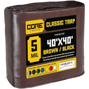 40 ft. x 40 ft. Brown/Black 5 Mil Heavy Duty Polyethylene Tarp, Waterproof, UV Resistant, Rip and Tear Proof