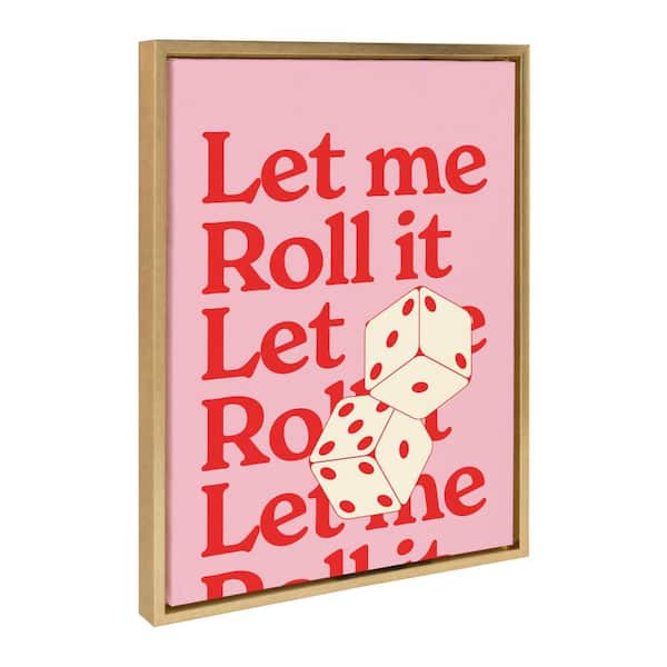 Kate and Laurel Sylvie Let Me Roll It Pink Red Framed Canvas by Alli Standefer Set of 1 Culture Art Print 18.00 in. x 24.00 in.