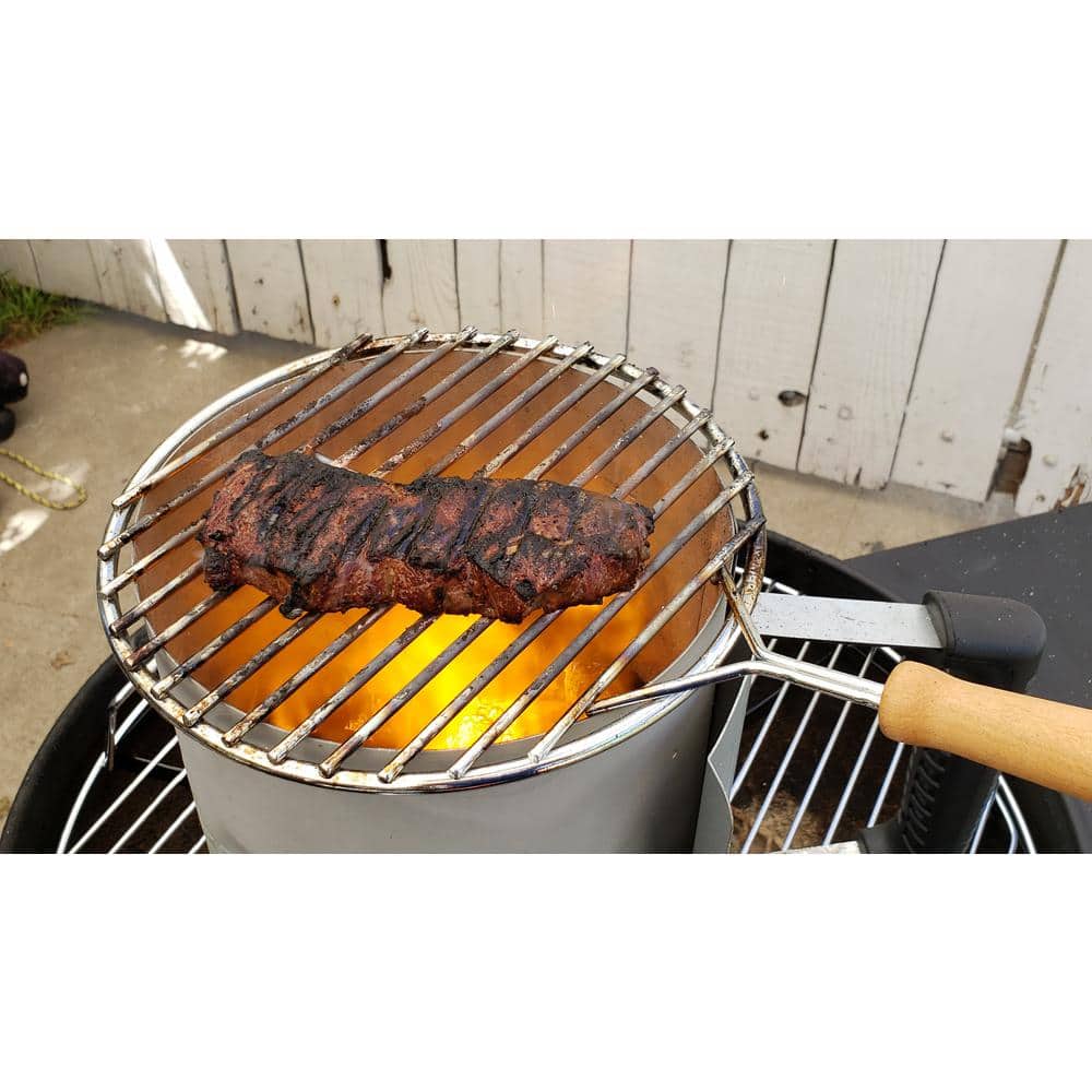 Stainless Steel Charcoal Chimney Grill Rack with Wood Handle