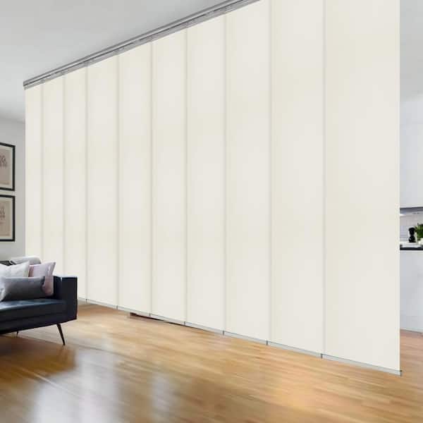EMOH Putty 120 in. - 218 in. W x 116 in. L Adjustable 10-Panel Satin Nickel Double Rail Panel Track with 23.5 in. Slates