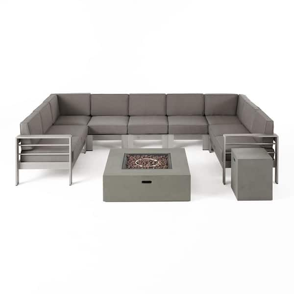 U shaped outdoor best sale sectional with fire pit