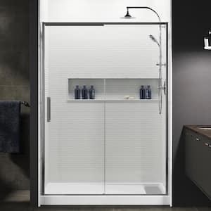 Torsion 60 in. W x 76.875 in. H Frameless Sliding Shower Door in Bright Polished Silver with Handle