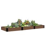 Tool-Free 4 ft. x 12 ft. x 11 in. Uptown Brown Composite Raised Garden Bed - 1 in. profile