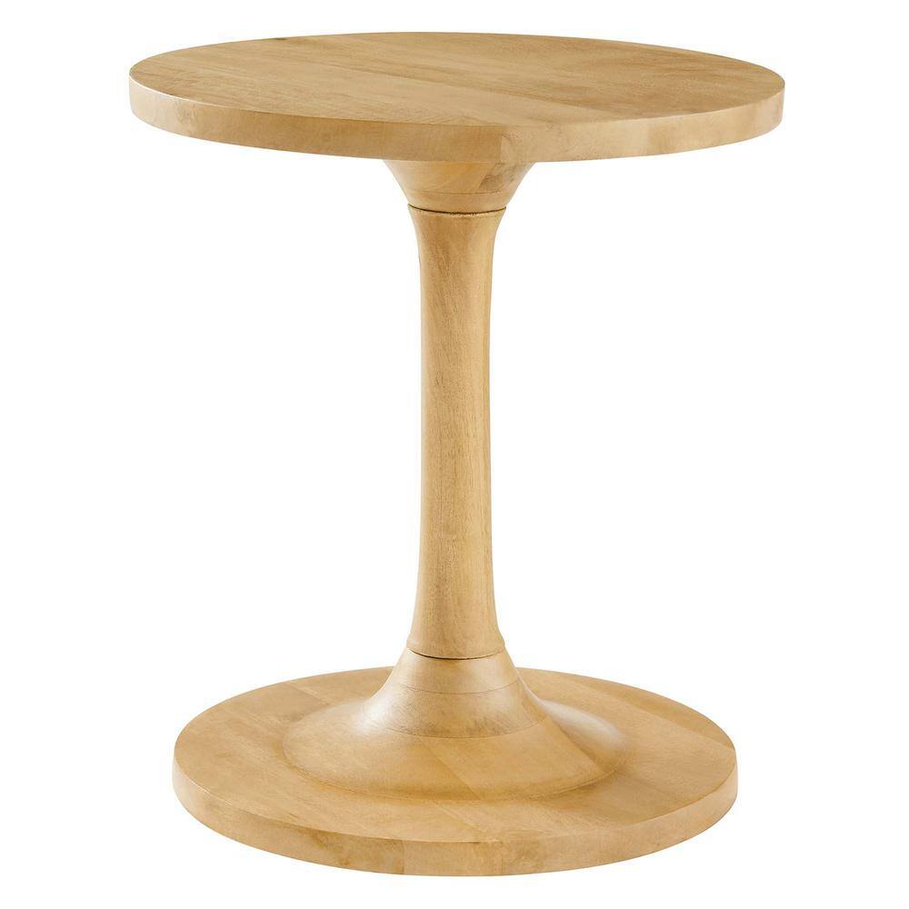 Lina 18" Round Oak Wood Pedestal Side Table