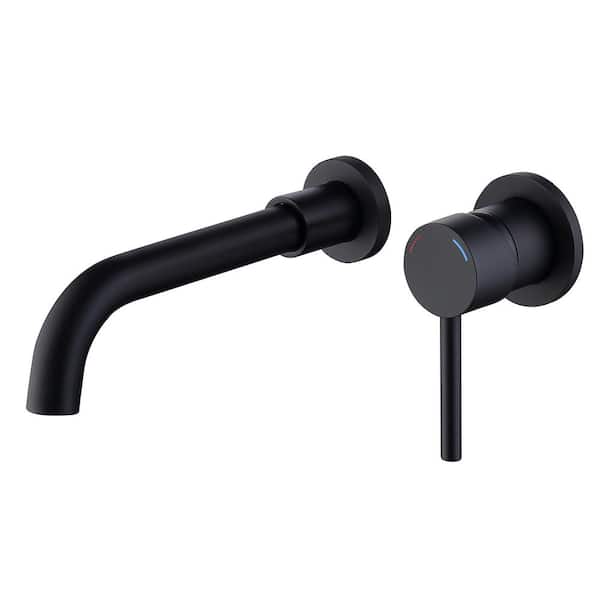 Fapully Single-Handle Wall Mount Bathroom Faucet with 360-Degree Spout in Matte Black