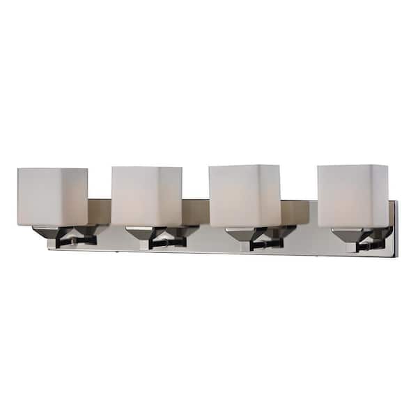Unbranded Lawrence 30 in. 4-Light Chrome and Matte Opal Incandescent Bath Vanity Light