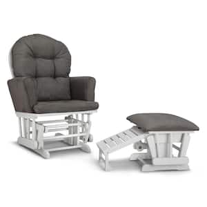 Parker White with Gray Semi-Upholstered Glider and Nursing Ottoman