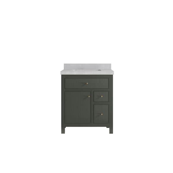 Willow Collections Sonoma 30 in. W x 22 in. D x 36 in. H Bath Vanity in Pewter Green with 2 in. Pearl Gray Quartz Top