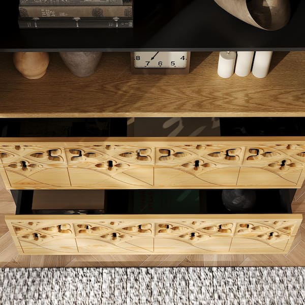 ふふ FUFU&GAGA Walnut Wood Finish 70.9 in. Accent Cabinet Office