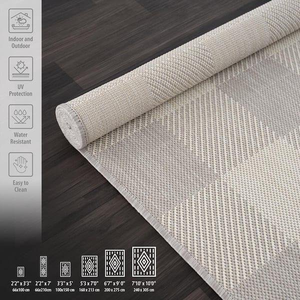 CAMILSON Grey/White 3 ft. x 5 ft. Plaid Area Rug-OUT112-3x5 The Home Depot