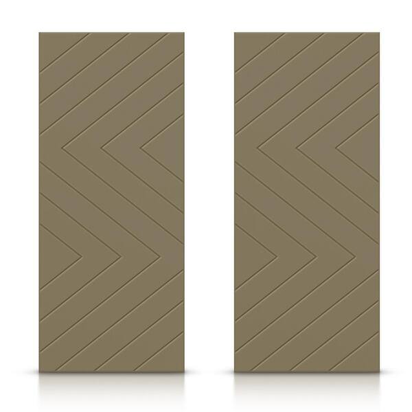 CALHOME 84 in. x 80 in. Hollow Core Olive Green Painted Composite MDF Interior Double Closet Sliding Doors