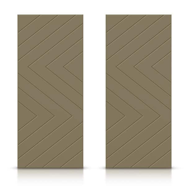 CALHOME 60 in. x 96 in. Hollow Core Olive Green Painted Composite MDF Interior Double Closet Sliding Doors