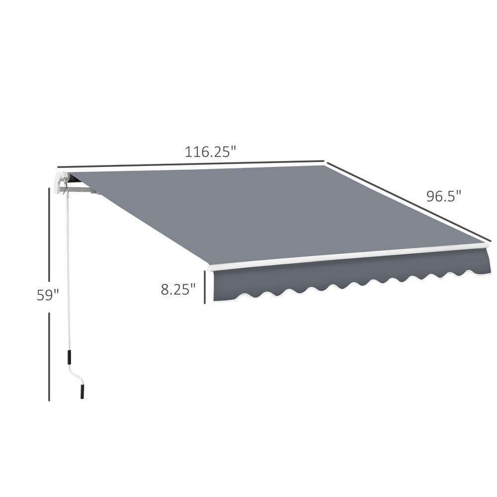 Dark Gray Aluminum and Steel Retractable Patio Awning