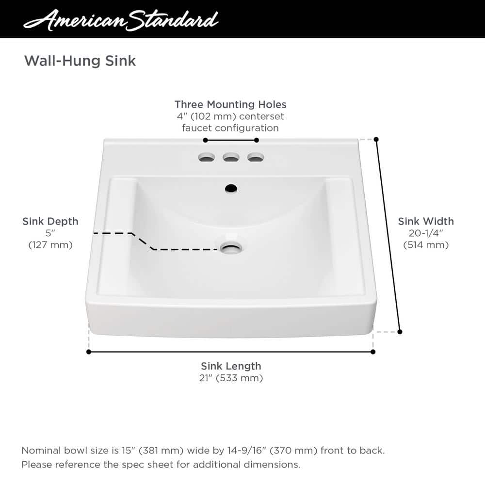 Decorum 21'' White Ceramic Wall-Mount Bathroom Sink