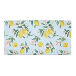 Bloomfield Lemon Whimsy Blue/Yellow 19.60 in. x 39 in. Anti Fatigue Kitchen Mat