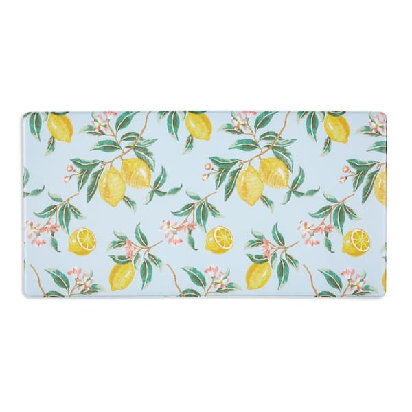 MARTHA STEWART Bloomfield Lemon Whimsy Blue/Yellow  in. x 39 in. Anti  Fatigue Kitchen Mat 20-CCB46 - The Home Depot