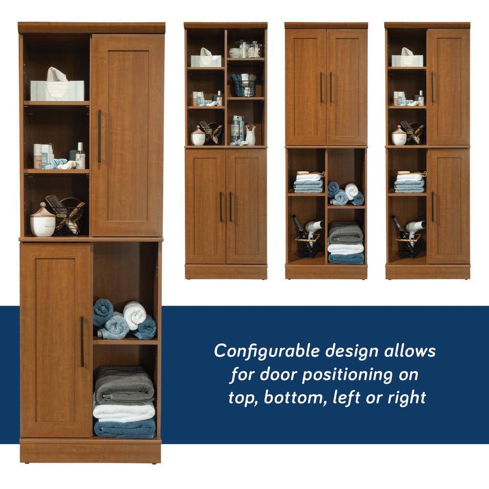 Sienna Oak Adjustable Shelving Tall Storage Cabinet