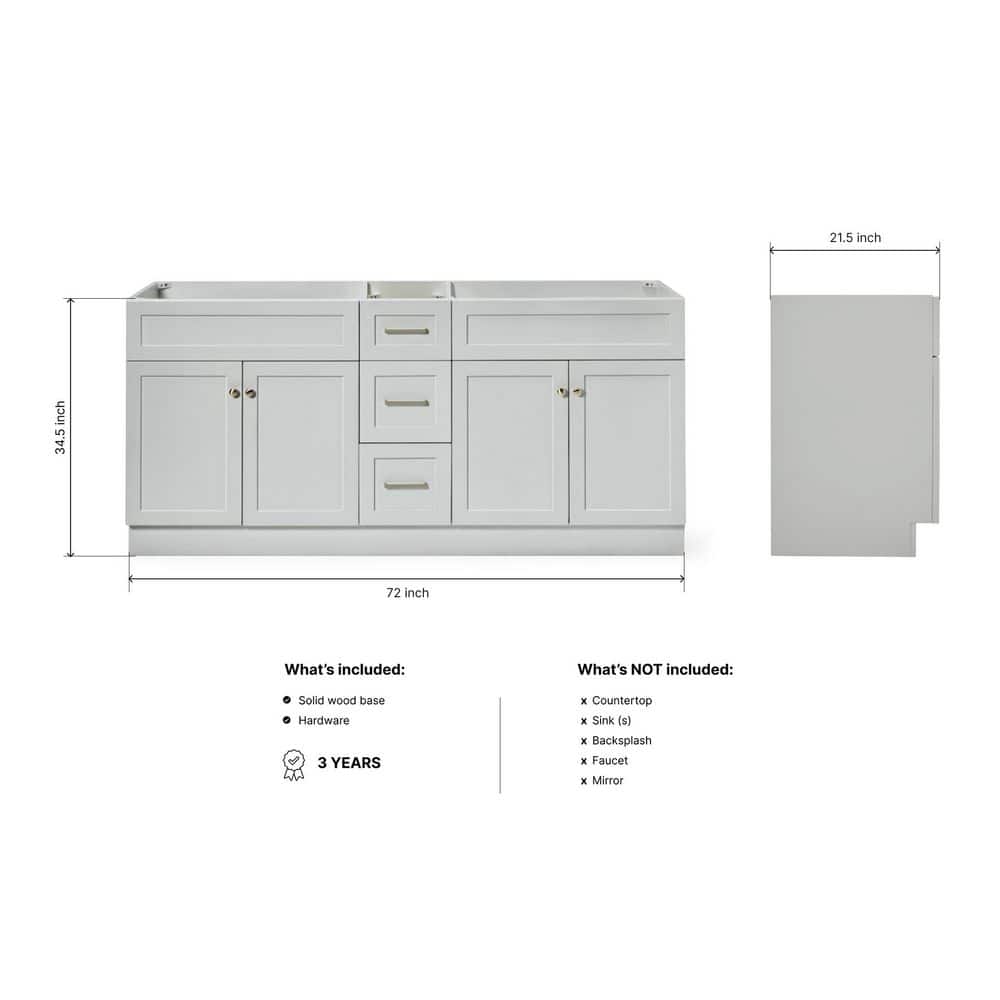 Hamlet 72" Gray Double Freestanding Vanity Cabinet