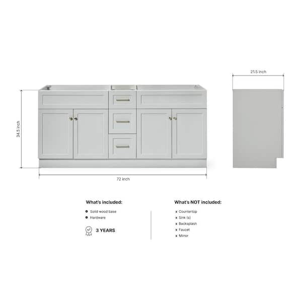 Hamlet 72 in. W x 21.5 in. D x 34.5 in. H Double Freestanding Bath Vanity Cabinet Only in Gray