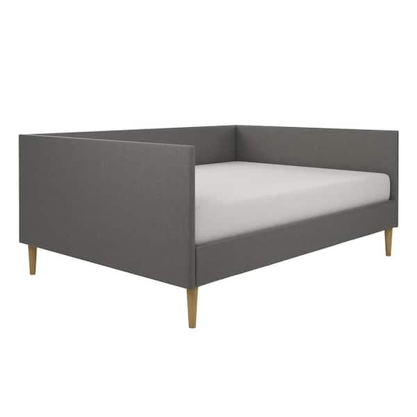 DHP Felicia Gray Linen Upholstered Mid Century Full Daybed