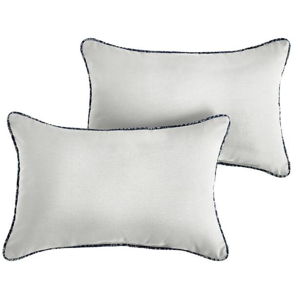 Sorra Home Ivoryblue Rectangular Outdoor Corded Lumbar Pillows 2 Pack Hd838811sp The Home Depot 