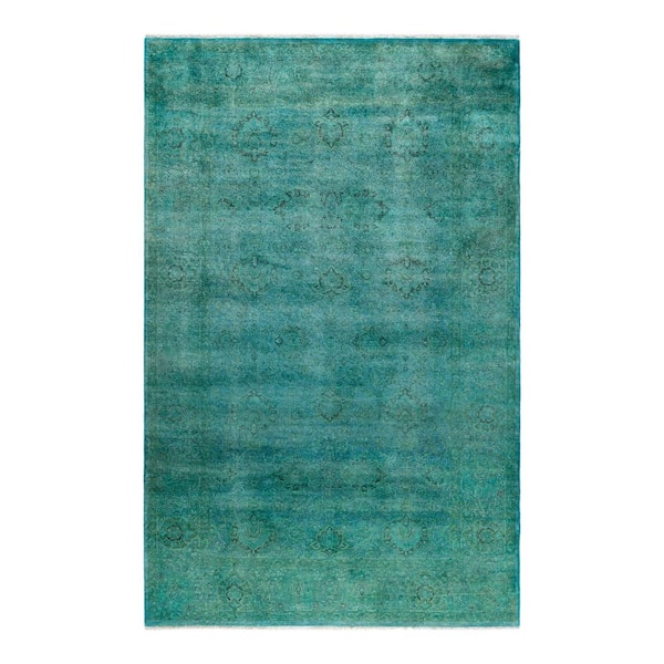 Fine Vibrance Blue 5 ft. x 8 ft. Solid Wool Indoor Area Rug
