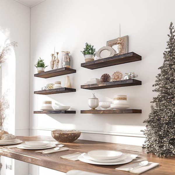 ❤️❤️木製飾り棚❤️❤️ 17 in. W x 6 in. D Dark Wood Floating Shelves Decorative Wall