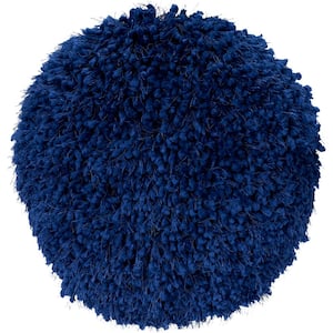 Shag Blue Ink Shag 14 in. x 14 in. Round Throw Pillow