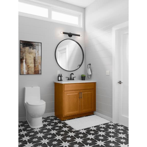 Hampton 23.25 in. W x 34.5 in. H x 0.1875 in. D Base Flush End Panel in Medium Oak