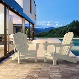Classic White Folding Plastic Adirondack Chairs with Cup Holder