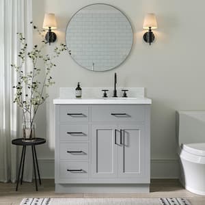 Hepburn 36 in. W x 22 in. D x 36 in. H Single Sink Freestanding Bath Vanity Grey with Carrara Qt. Top
